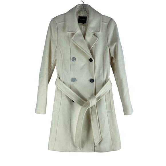 Express Premium Wool Blend Belted Double Breasted Coat Cream White Size XS - Picture 1 of 7
